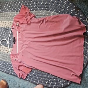 Womens coral dress shirt with pearl buttons